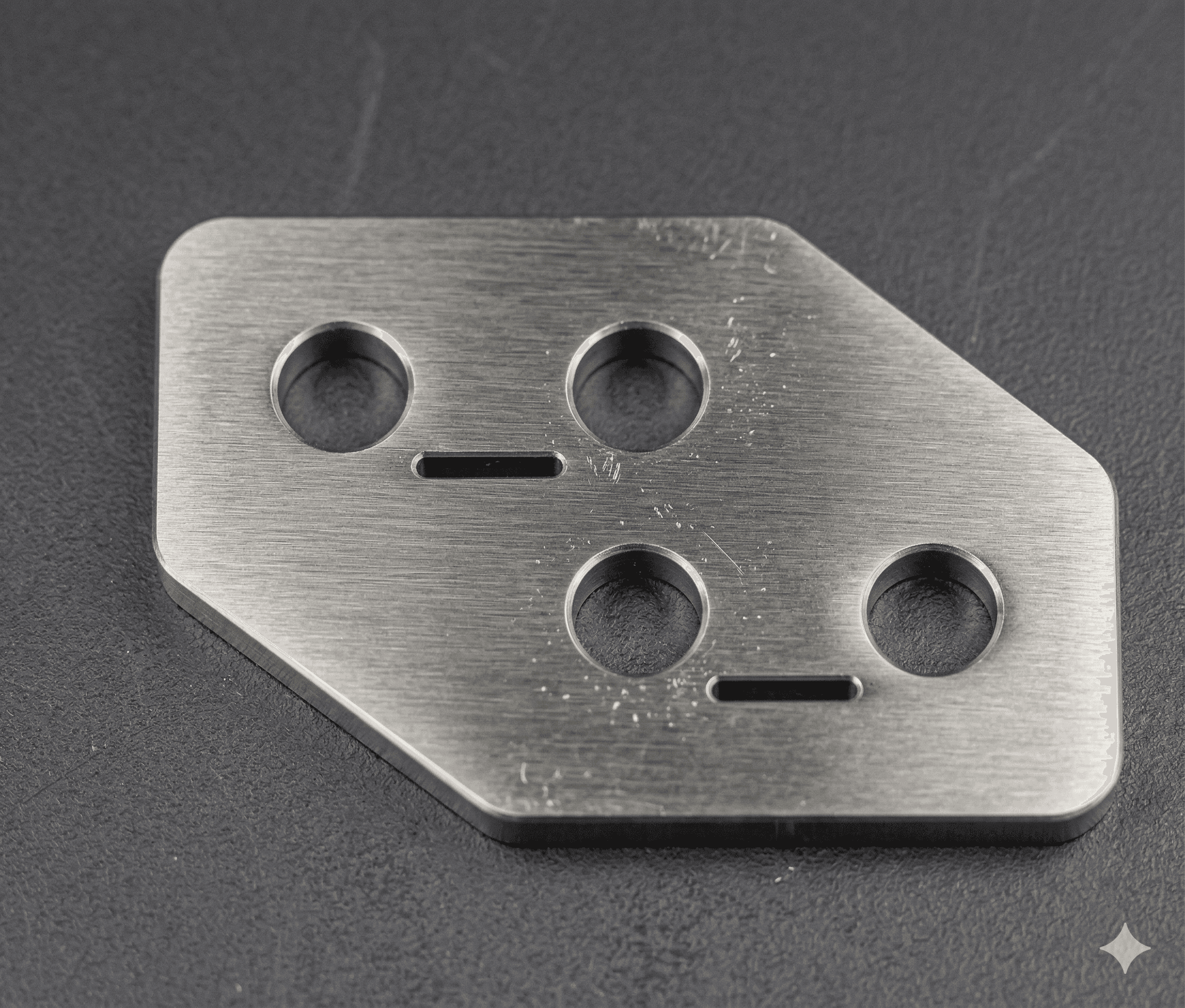 KNOBY metal badge close-up \u2014 CNC machined stainless steel